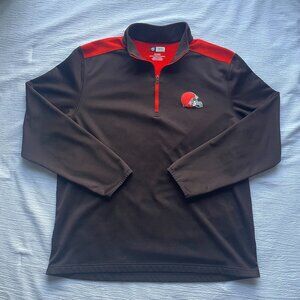 NFL Cleveland Browns Pullover Men's XL Long Sleeve 1/4 Zip Logo Brown Casual